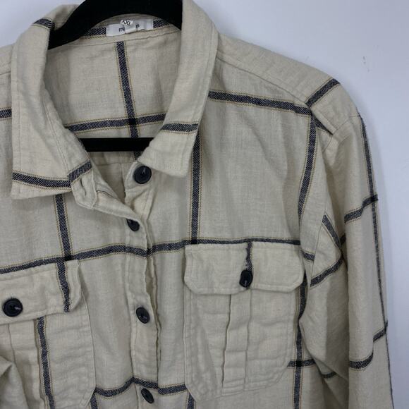 Maurices Boxy Cabin Plaid Flannel Shirt Plus size XXL Ivory Long Sleeves Button - Picture 4 of 8